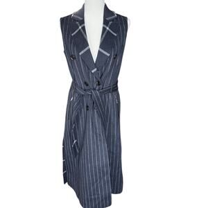 BCBGMAXAZRIA Abigail Sleeveless Trench Dress Navy Pinstripe XS New With Tags